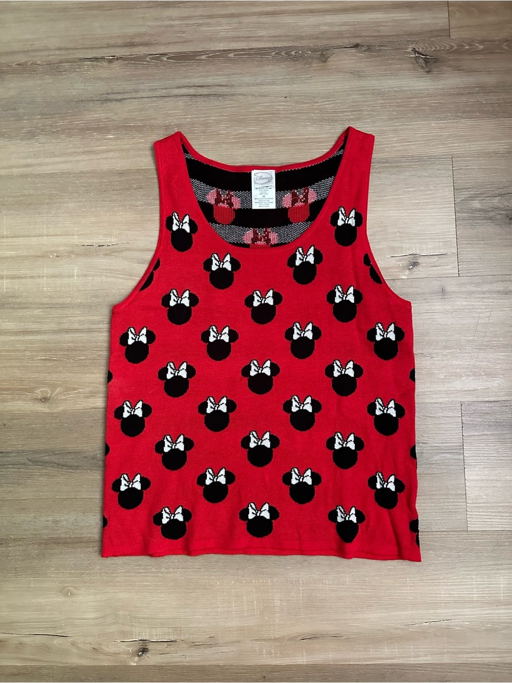 Disney Minnie Mouse Red Knit Sweater Tank Top XL